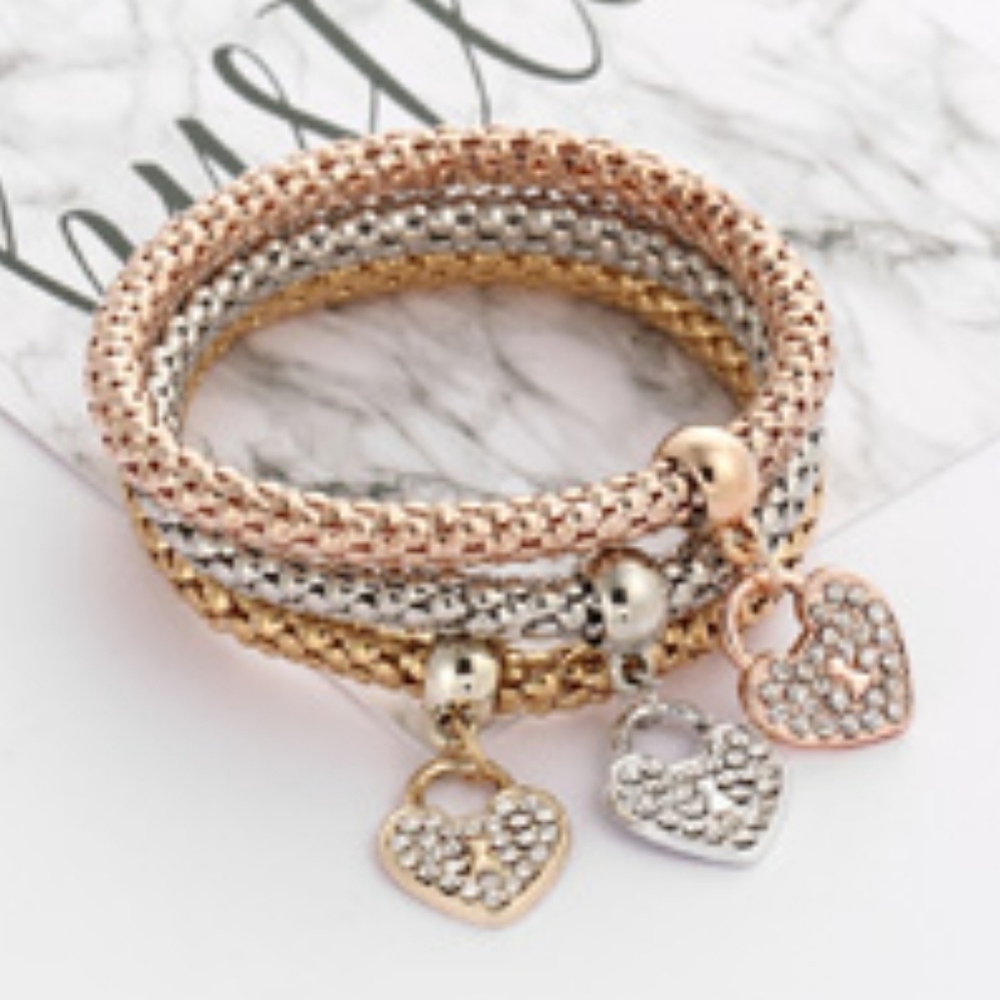 3 PC/SET Key Lock Stretch Bracelets